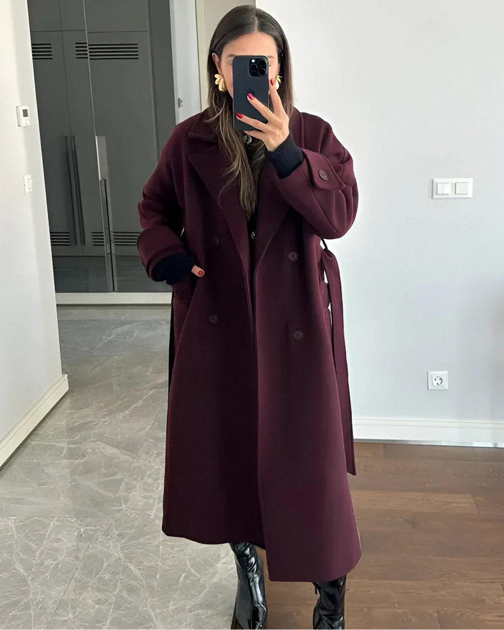 Nora | Gabardina elegante burdeos