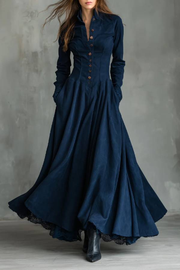 Zendaya | Vestido maxi con cuello camisero