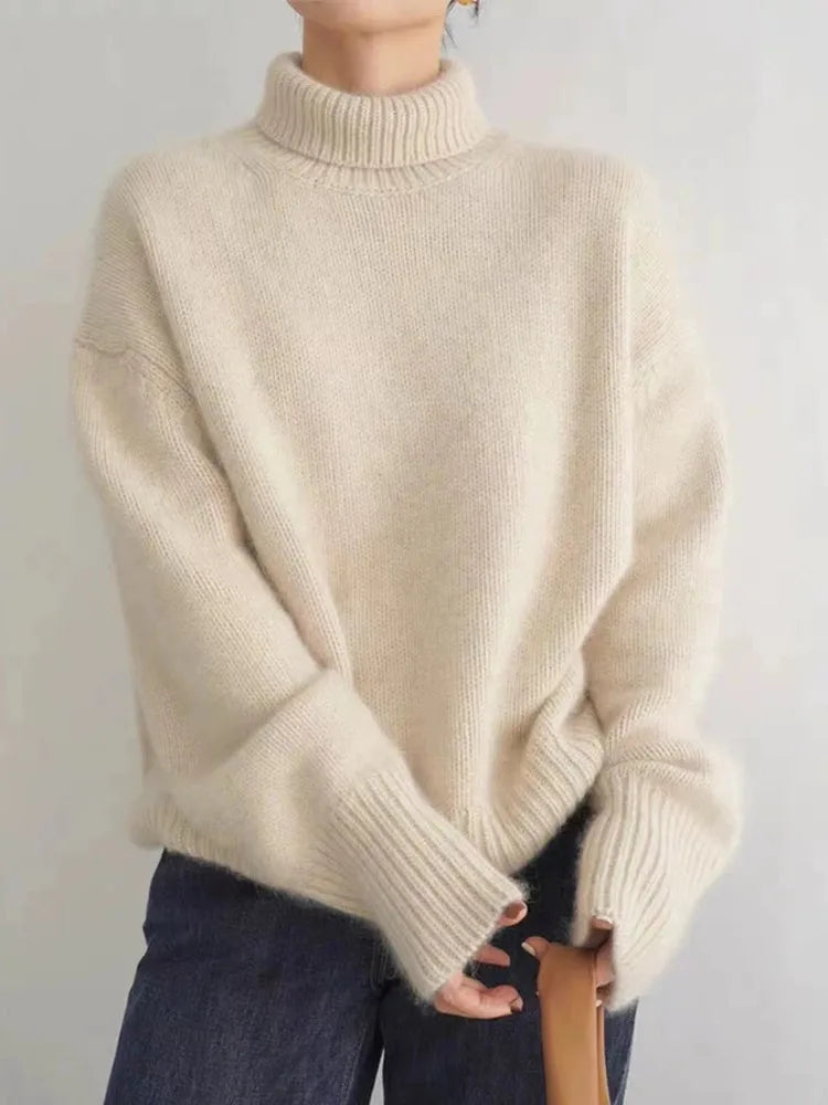 Blanca | Jersey cuello alto en cachemir