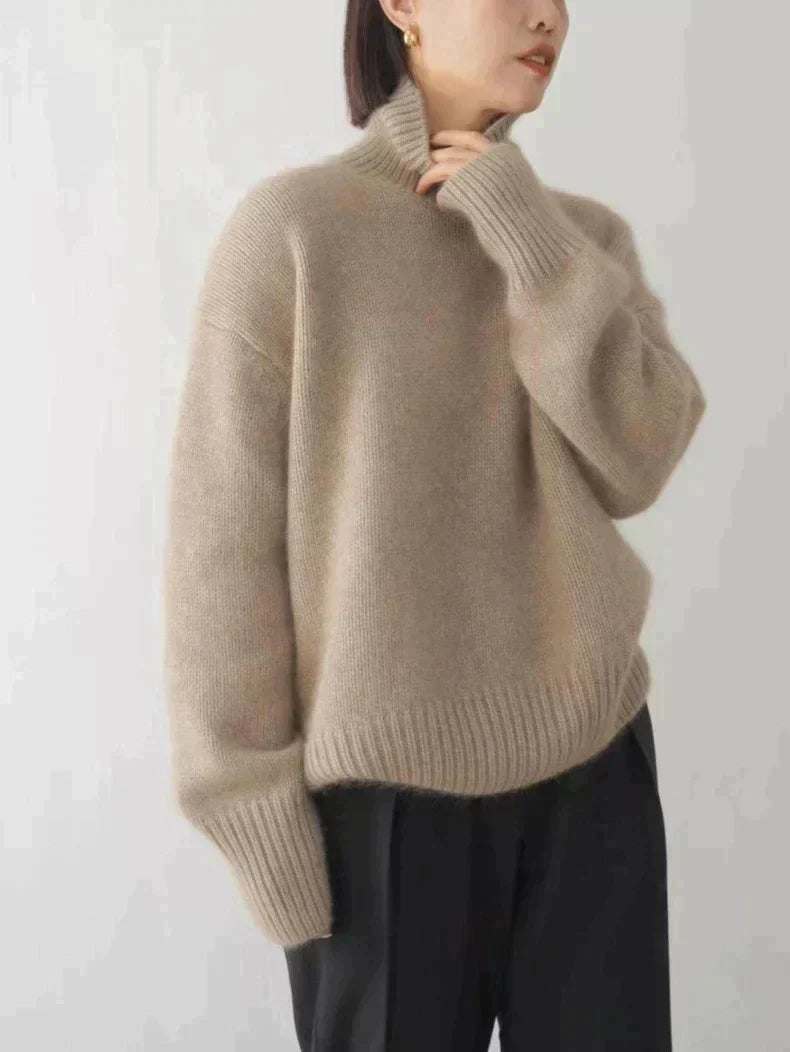 Blanca | Jersey cuello alto en cachemir