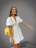 Rosa-Vestido blanco mini