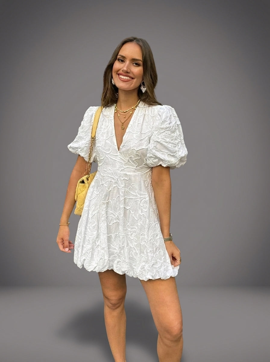 Rosa-Vestido blanco mini