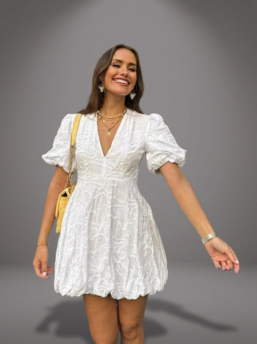 Rosa-Vestido blanco mini