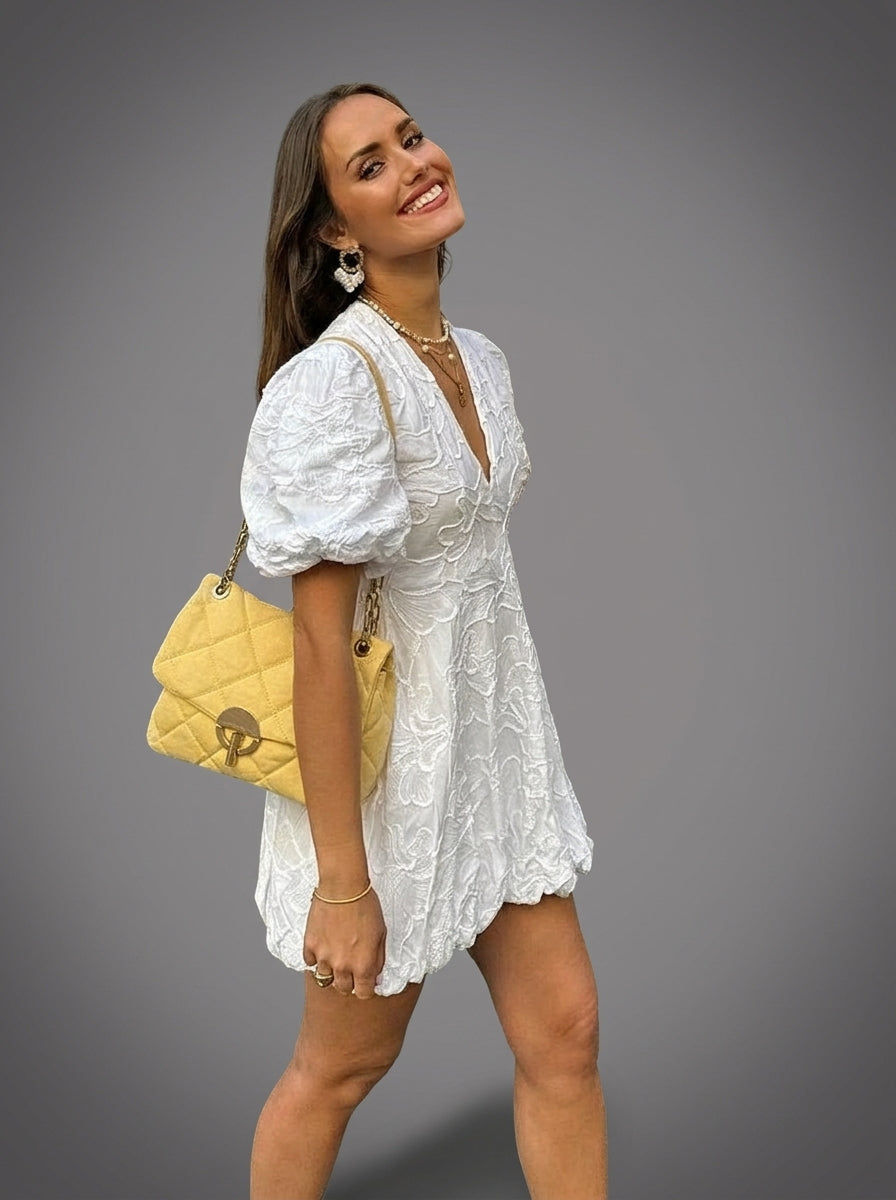Rosa-Vestido blanco mini