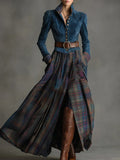 Edurne ║ Vestido maxi en ante azul