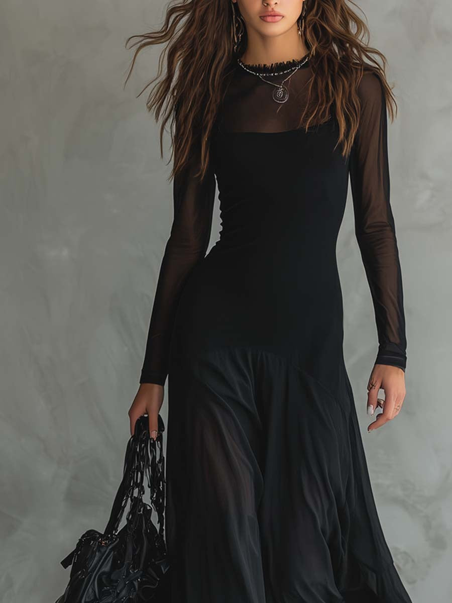 Yedra | Vestido maxi fluido de tul
