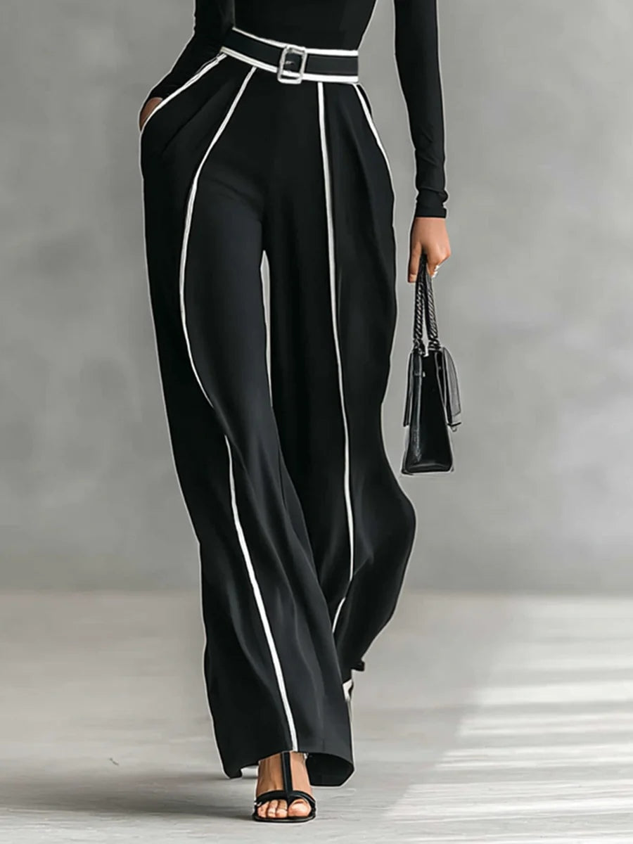 Emma · Conjunto elegante de dos piezas con cuello alto y pantalón ancho