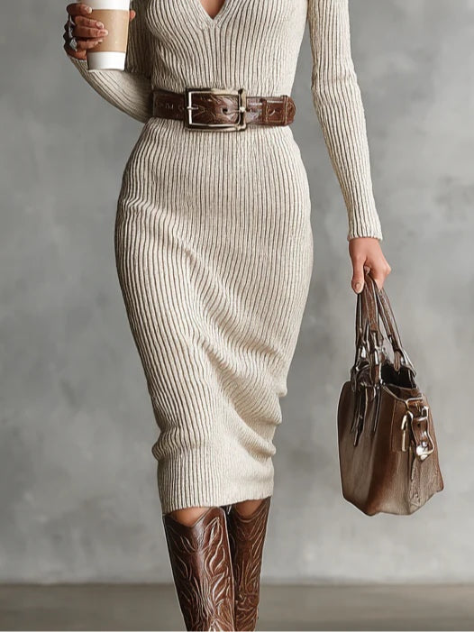 Clara - Vestido de punto con cuello medio alto