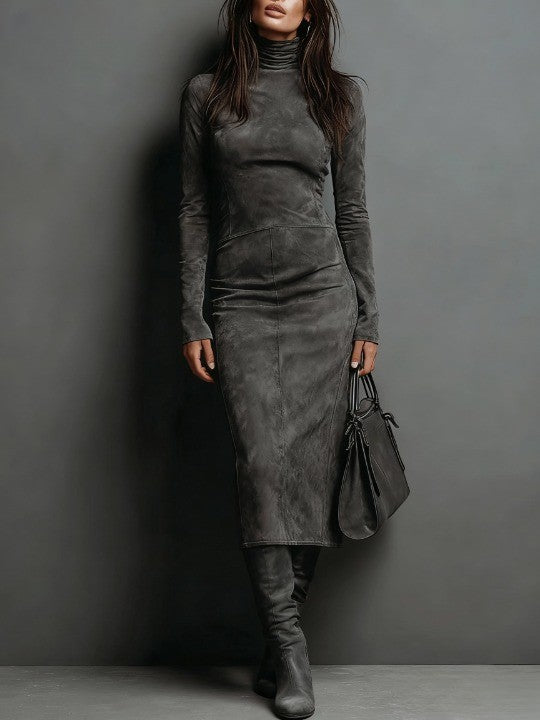 Lorena - Vestido midi largo marrón
